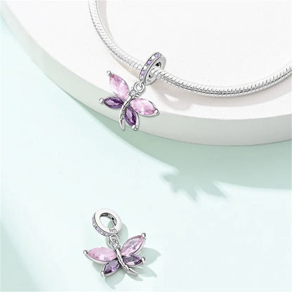 925 Sterling Silver Colorful Butterfly & Insect Zircon Charm Bead – DIY Jewelry