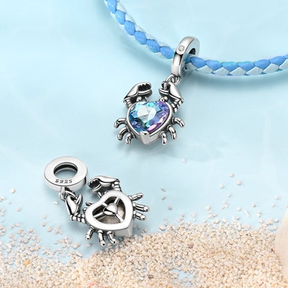 925 Sterling Silver Blue Crab & Red Lobster Charm Bead – Ocean DIY Jewelry