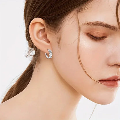925 Sterling Silver Camellia Pattern Hoop Earrings – Cute Elegant Gift for Women