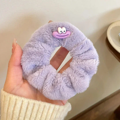 Korean Plush Cat Ear Scrunchies - High Elastic Hair Ties - BeeTrendyShop.COM