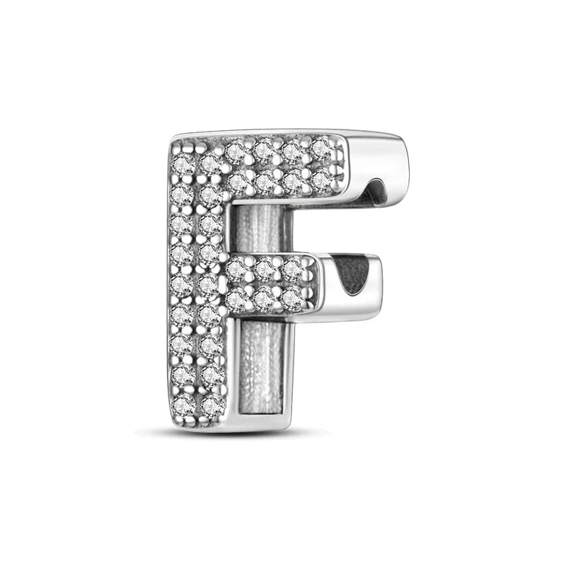 Charms 925 Silver Plated 26 Alphabet Letters Charms Beads Fit 3mm 925 Original Bracelets Fine DIY Birthday Jewelry Gifts