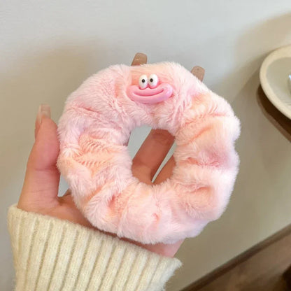 Korean Plush Cat Ear Scrunchies - High Elastic Hair Ties - BeeTrendyShop.COM
