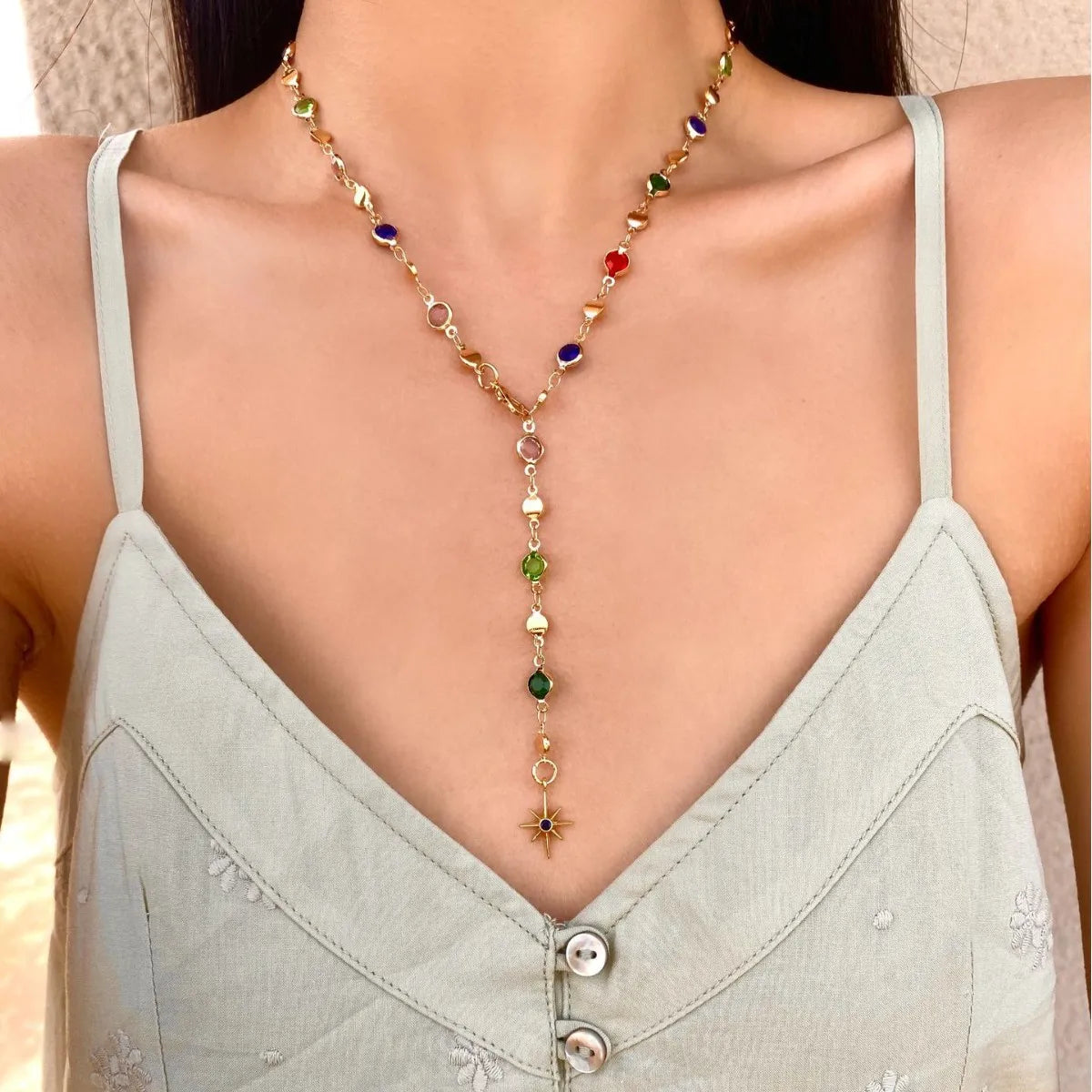 Bohemian Y-Shaped Necklace for Women – Y2K Metal Clavicle Chain Choker