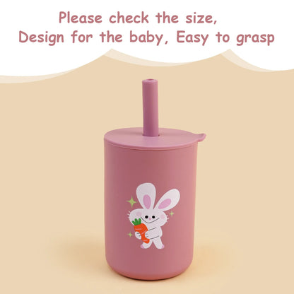 Baby Feeding Straw Cup – Anti-Hot Leakproof Silicone Toddler Water Bottle