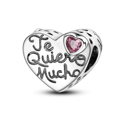 925 Sterling Silver Tree of Life & Peach Heart Charm Bead – Sweet Love DIY Jewelry
