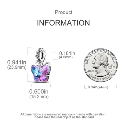 925 Sterling Silver Colorful Butterfly & Insect Zircon Charm Bead – DIY Jewelry