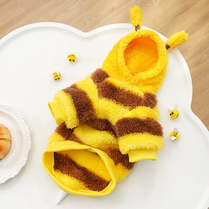 Bee-Themed Pet Hoodie – Warm Fleece Costume for Dogs & Cats - BeeTrendyShop.COM