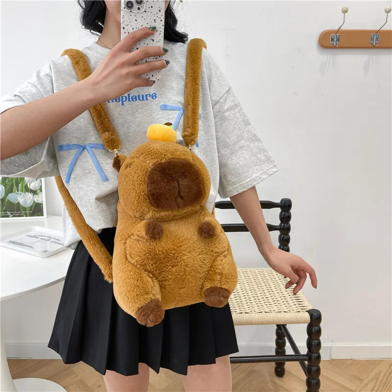 Cute Soft Plush Capybara Backpack Girl Fashionable Crossbody Bag for Women Kawaii Shoulder Bag for Children Gifts for Girlfriend - BeeTrendyShop.COM