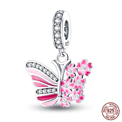 925 Sterling Silver Chameleon Luminous Butterfly Charm Bead – DIY Jewelry