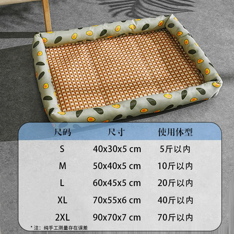 Breathable Rattan Cooling Mat - Summer Pet Bed for Dogs & Cats