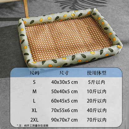 Breathable Rattan Cooling Mat - Summer Pet Bed for Dogs & Cats - BeeTrendyShop.COM