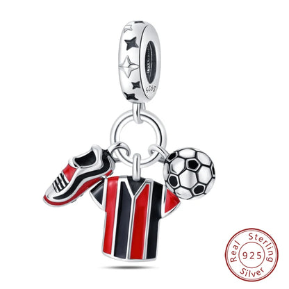 925 Sterling Silver Red Wine, Chili & Dumbbell Charm Bead – Fun DIY Jewelry