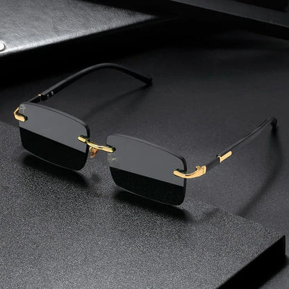Retro Rimless Sunglasses – UV400 Frameless Designer Style for Men & Women