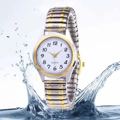 Classic Large Dial Elastic Quartz Fashionable Couple Watch Spring Steel Band Retro Large Digital Student Elderly Watches - BeeTrendyShop.COM