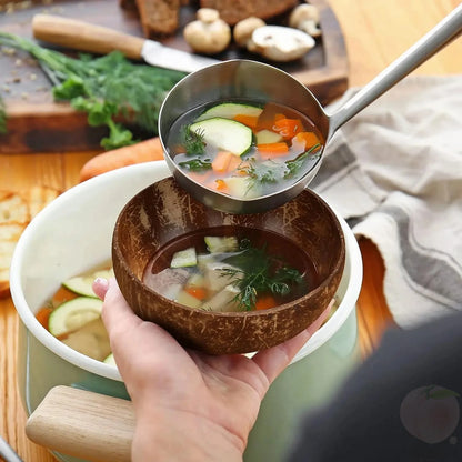 Natural Coconut Shell Bowls – Reusable Wooden Salad & Breakfast Serving Bowls for Parties