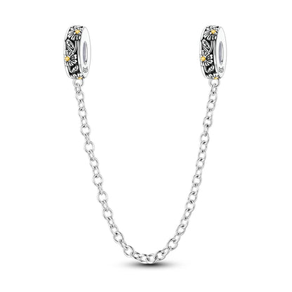 925 Sterling Silver Safety Chain Travel Charm Beads – Aircraft, Earth & Camera