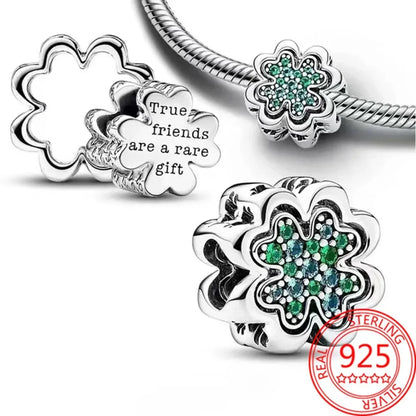 925 Sterling Silver Nature Charm – Coconut Tree, Frog & Clover Dangle Bead