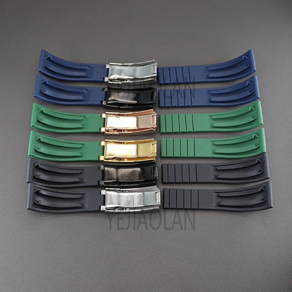 Silicone Watch Strap 20mm with Stainless Steel Buckle – Compatible with Rolex Daytona, SKY-DWELLER, YACHT-MASTER & NH35 Watches