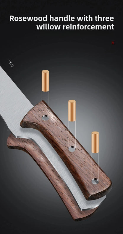 Forged Slaughter Boning Knife – Stainless Steel Cleaver with Wooden Handle & Cover