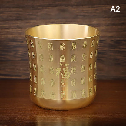 Brass Antique Tea Cup – Chinese Vintage Teacup for Home Office Bar Decor
