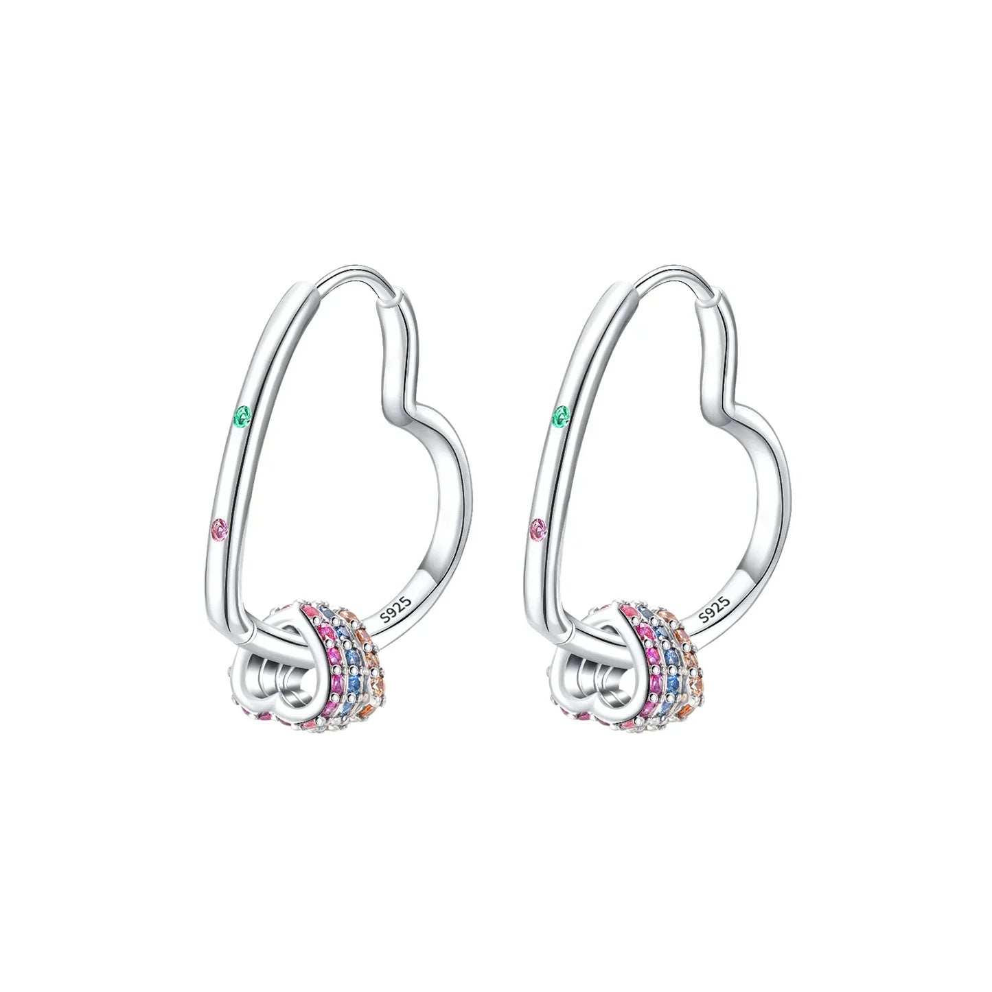 Sparkling Hoop Earrings 925 Sterling Silver Moon Pearl Heart Crystal Luxury Romantic Earing Fit Woman Wedding Party Jewelry Gift