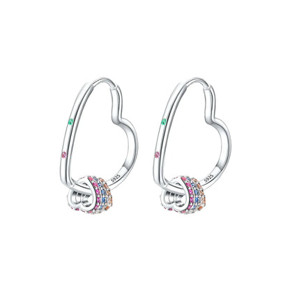 925 Sterling Silver Sparkling Hoop Earrings – Moon Pearl Heart Crystal Jewelry for Women