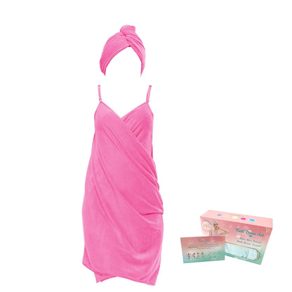 2 Pcs Set Women Camisole Shower Dress Sexy Backless Absorbent Wearable Bath Towel Suspenders Nightdress Dress - BeeTrendyShop.COM