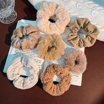 Korean Plush Cat Ear Scrunchies - High Elastic Hair Ties - BeeTrendyShop.COM