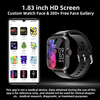 Waterproof Smartwatch 1.83" – Answer Calls, Sleep Monitor, Pedometer, Sports & Alerts