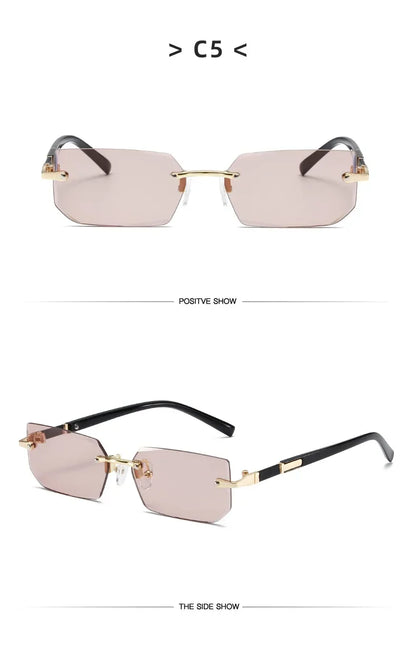 High Definition Blue Light Blocking Sunglasses – UV400 Rimless Square Eyewear