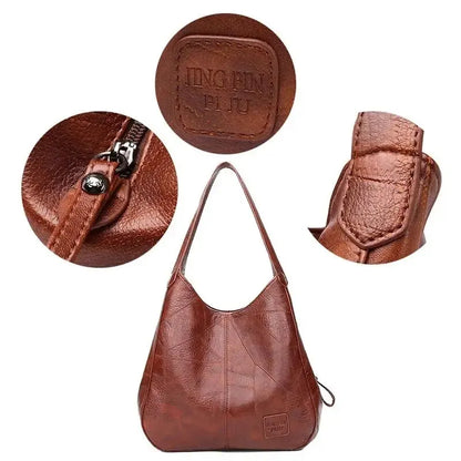 Vintage Women's Bag Leather Large Capacity Marble Grain Women's Shoulder Bag Daily Commuter Handbag Shopping - BeeTrendyShop.COM