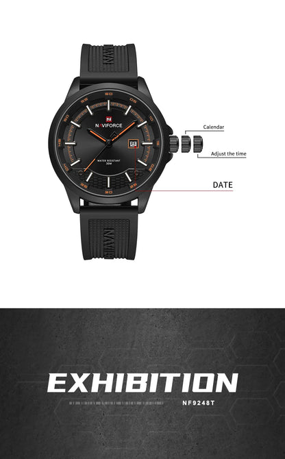 NAVIFORCE Men's Military Sport Watch – 30M Waterproof, Shockproof, Auto Date Display