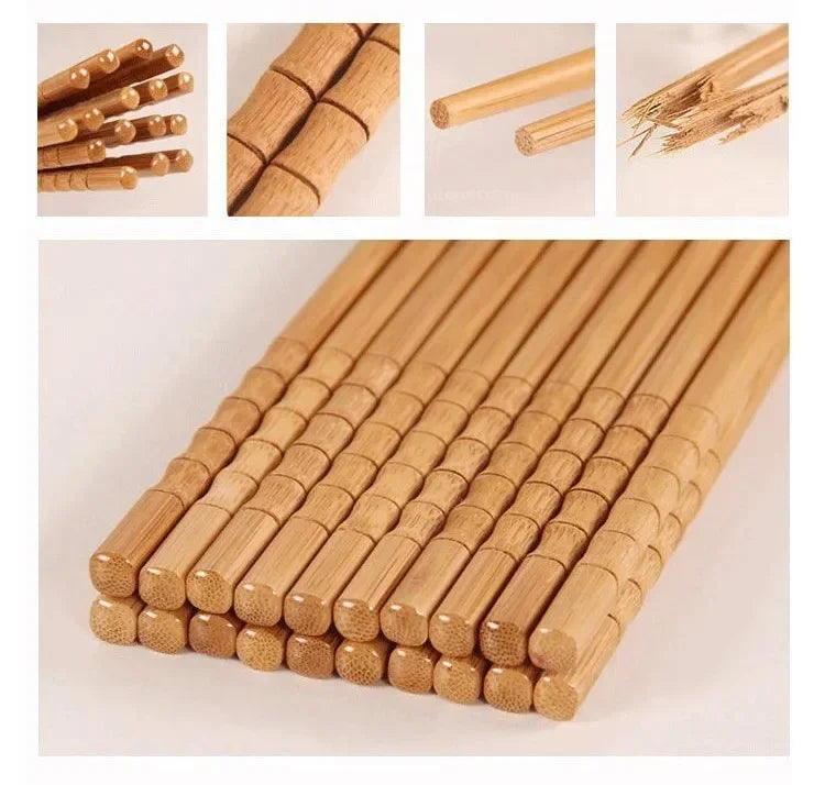 Handmade Natural Bamboo Wood Chopsticks Household Kitchen Bamboo Chopsticks 24cm Reusable Sushi Food Chopsticks Tableware