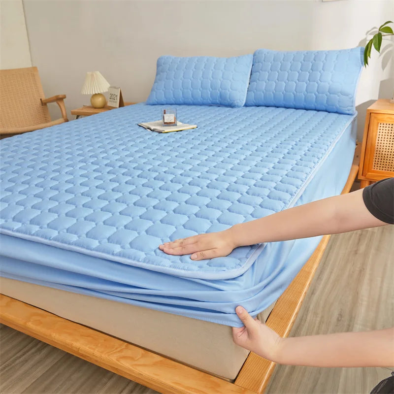 Couple Double Elastic Fitted Bed Sheet – Mattress Cover 140/160x200 Queen Size Bed Linen