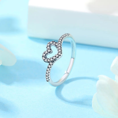 925 Sterling Silver Love Heart Crown Ring – Rose Gold Engagement Jewelry
