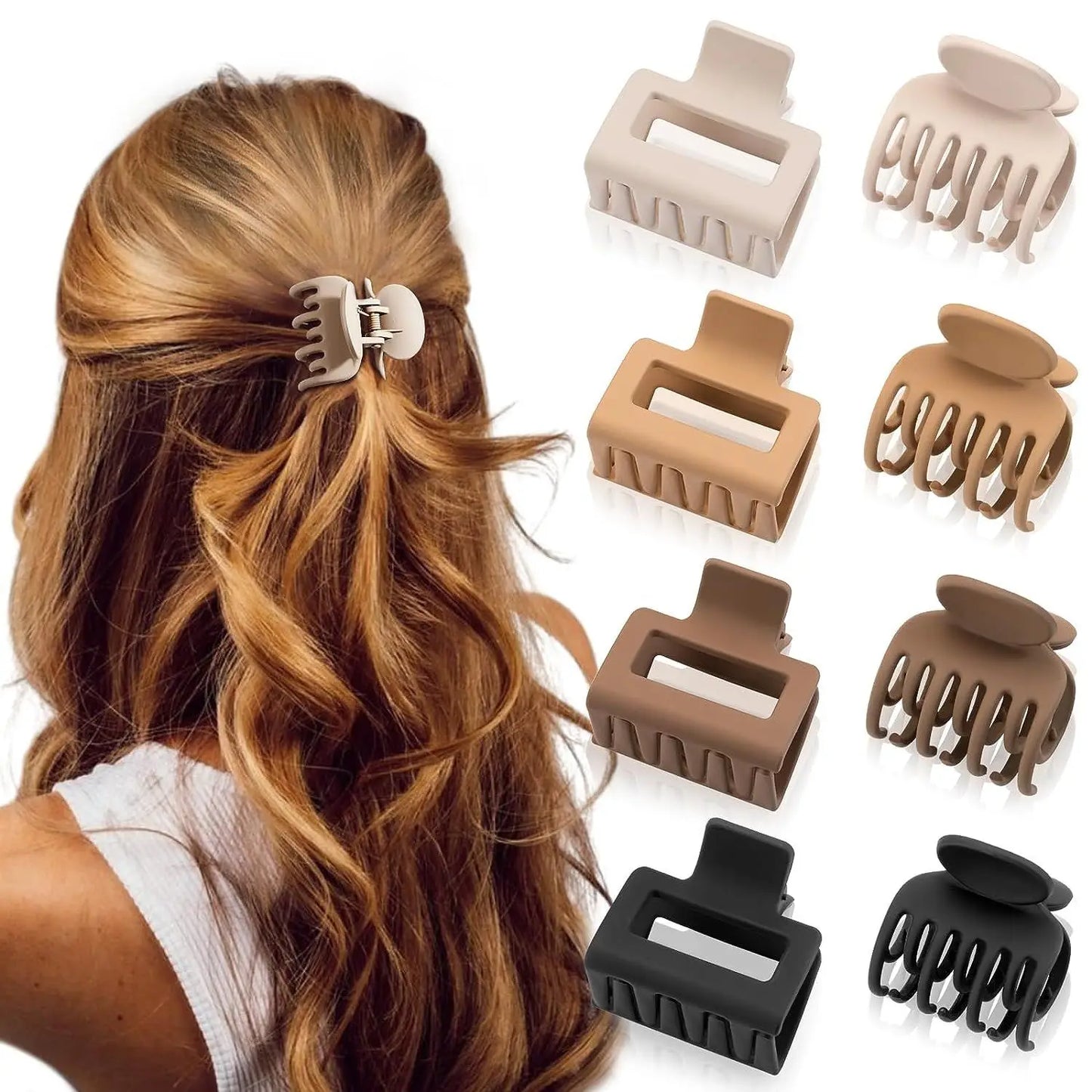 8Pcs Medium Hair Claw Clips – Matte Jaw Clips for Thin Hair (Women & Girls)