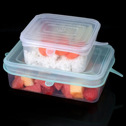 6-Piece Square Silicone Stretch Lids – Reusable Food Packaging Elastic Bowl Covers