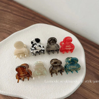 Mini 2cm Acetate Hair Claw Side Pins – Cute Hairpin Set for Girls & Women (2Pcs)