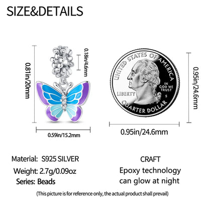 925 Sterling Silver Chameleon Luminous Butterfly Charm Bead – DIY Jewelry