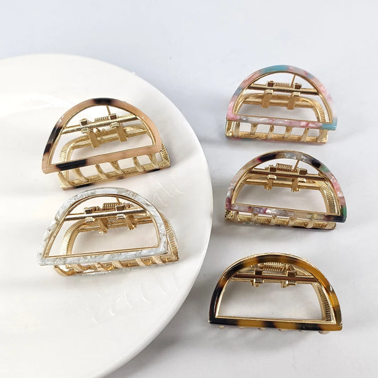Mini Half-Round Acetate Hair Claw Clip – Fashion Hairpin Gripper for Women (5cm)