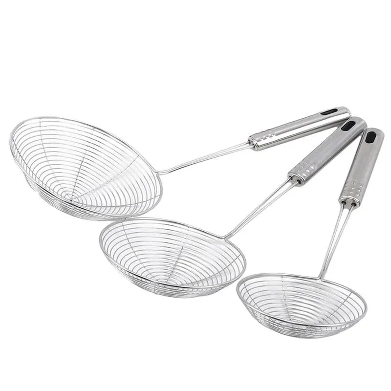 1pc Stainless Steel Fry Basket French Fries Skimmer Oil Drain Strainer Kitchen Restaurant Supplies Wire Mesh Scoop Fryer Scoop