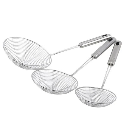Stainless Steel Fry Basket & Oil Drain Skimmer – Wire Mesh Scoop for Deep Frying
