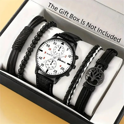 New Hip Hop Mens Fashion Watches Luxury Male Clock Wristwatch Sport MensWrist Watch Bracelet Set Relogio Masculino - BeeTrendyShop.COM