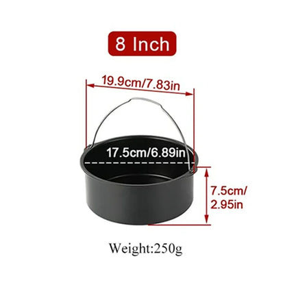 Non-Stick Round Cake Baking Pan with Handles – 6/7/8 Inch Air Fryer & Oven Safe
