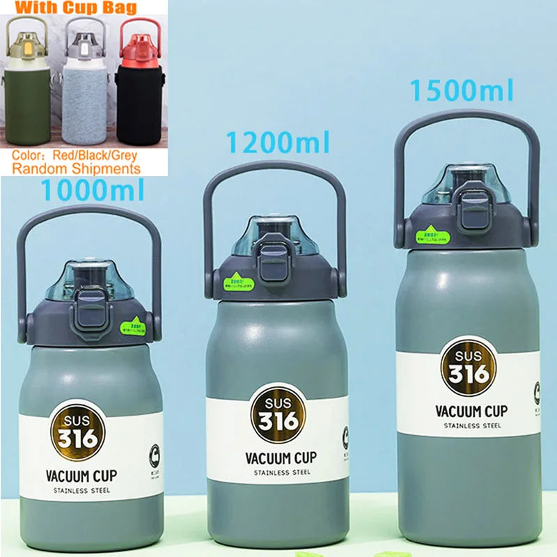 1500ML Stainless Steel Thermo Bottle – Large Capacity Portable Thermal Tumbler