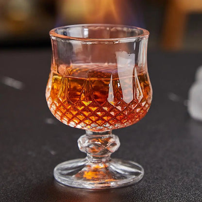 Diamond Carved Crystal Goblet – 6pcs High Foot Glass for Bar & Restaurant