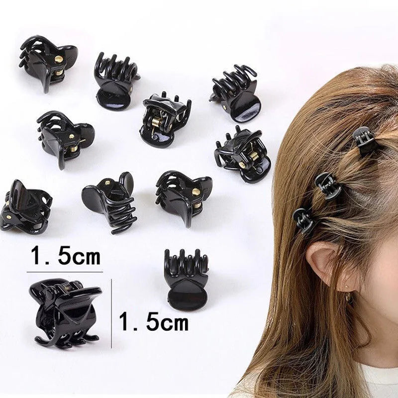 Mini Black Hair Claw Clips – Plastic Ponytail Hairpins for Women & Girls (10/20/30Pcs)