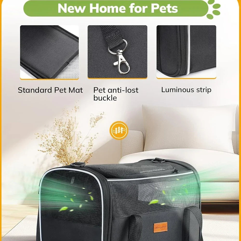 Soft Pet Carrier Bag – Airline Approved for Cats & Small Dogs up to 14lbs