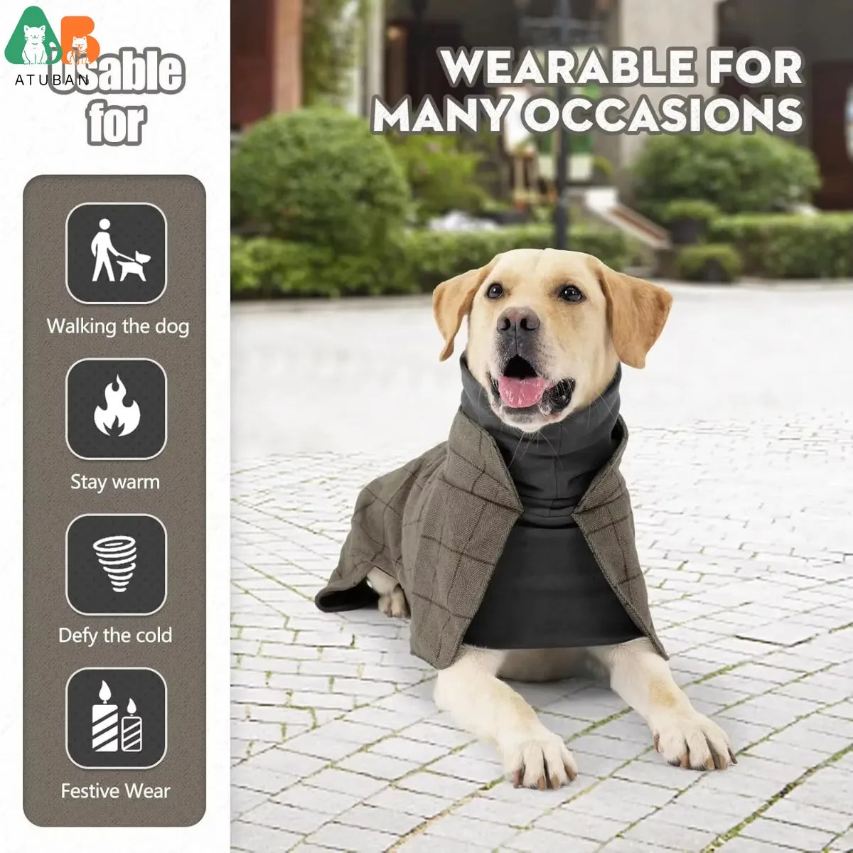 English Plaid Dog Vest - Fleece Lined Windbreaker with Traction Eyelets