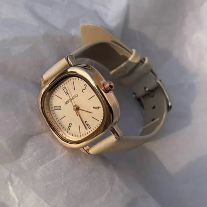 Casual Wrist Watches Retro Square Quartz Digital Mini Dial Leather Strap Fashionable Clock Waterproof Wristwatch for Women - BeeTrendyShop.COM
